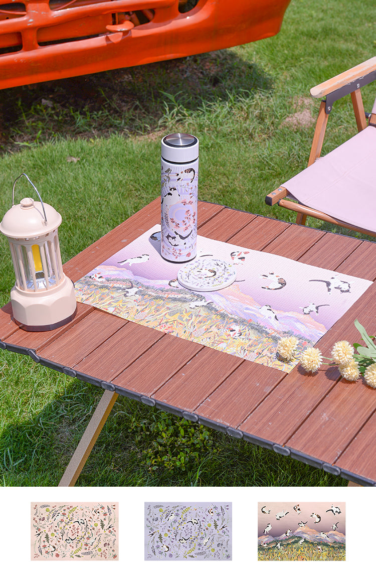 "Yogis Cat and Flower" Woven Table Placemat