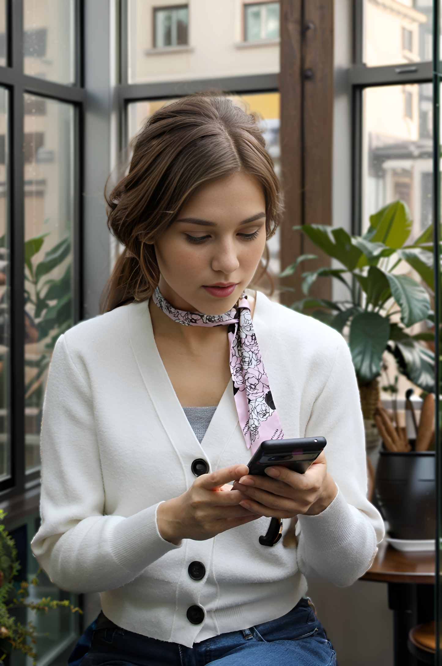 "Classy and Fabulous" Peony Twilly Silky Scarf