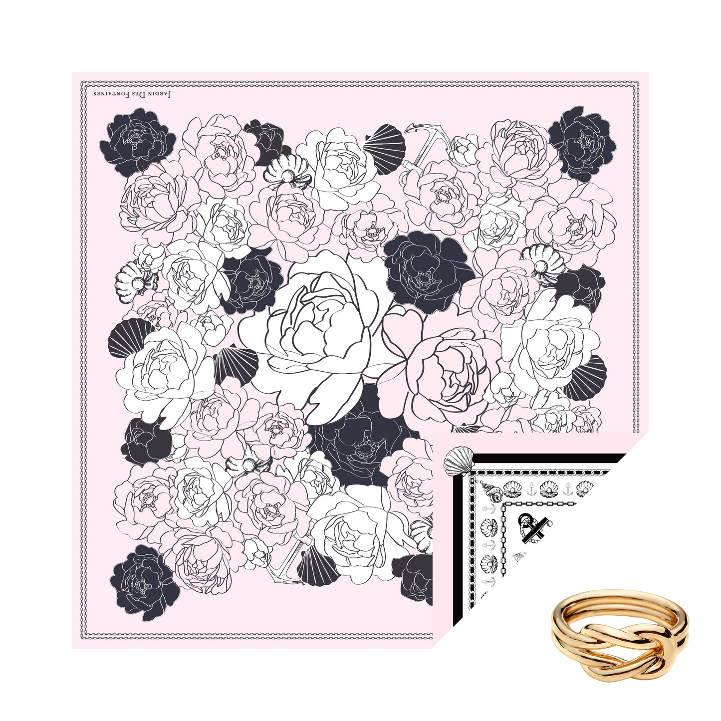 "Classy and Fabulous" Silky Scarf Gift Set (Double Face Silky Scarf and Scarf Ring)