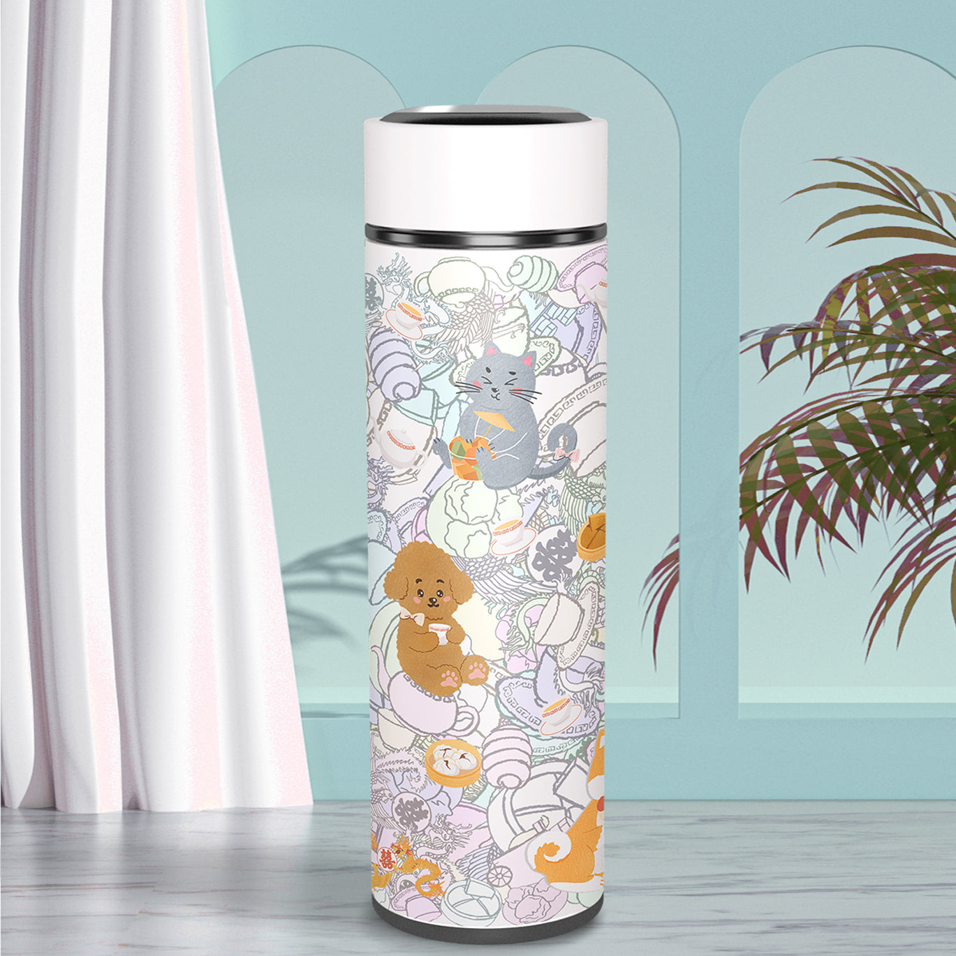 "Let's Yum Cha" Vacuum Water Bottle (500ml)