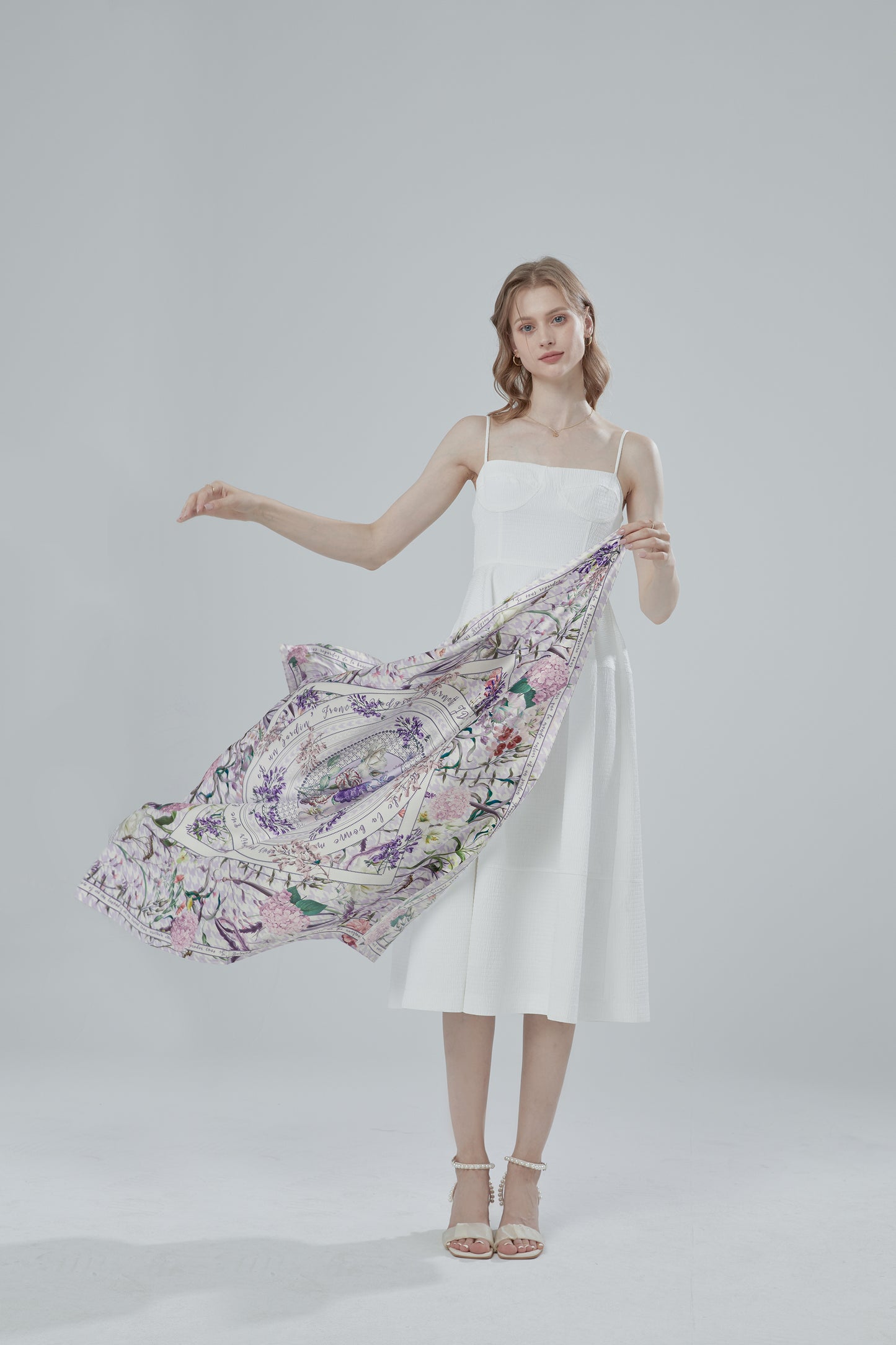 "Secret Violet Garden" 90cm Silky Scarf