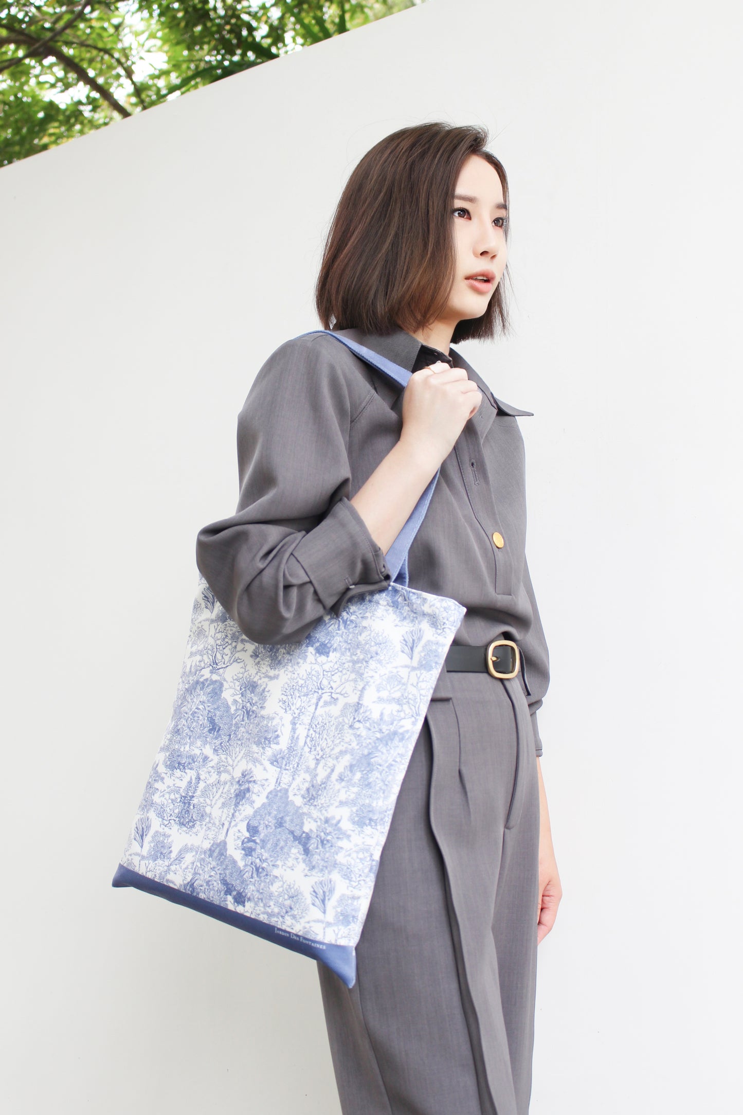 "Toile De Jouy" Coral and Tree Tote Bag