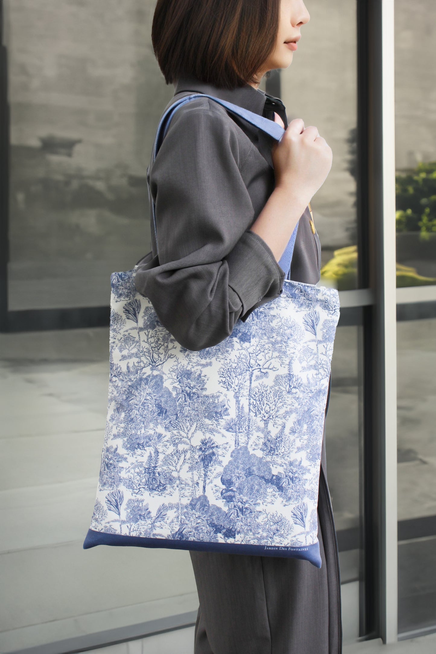 "Toile De Jouy" Coral and Tree Tote Bag