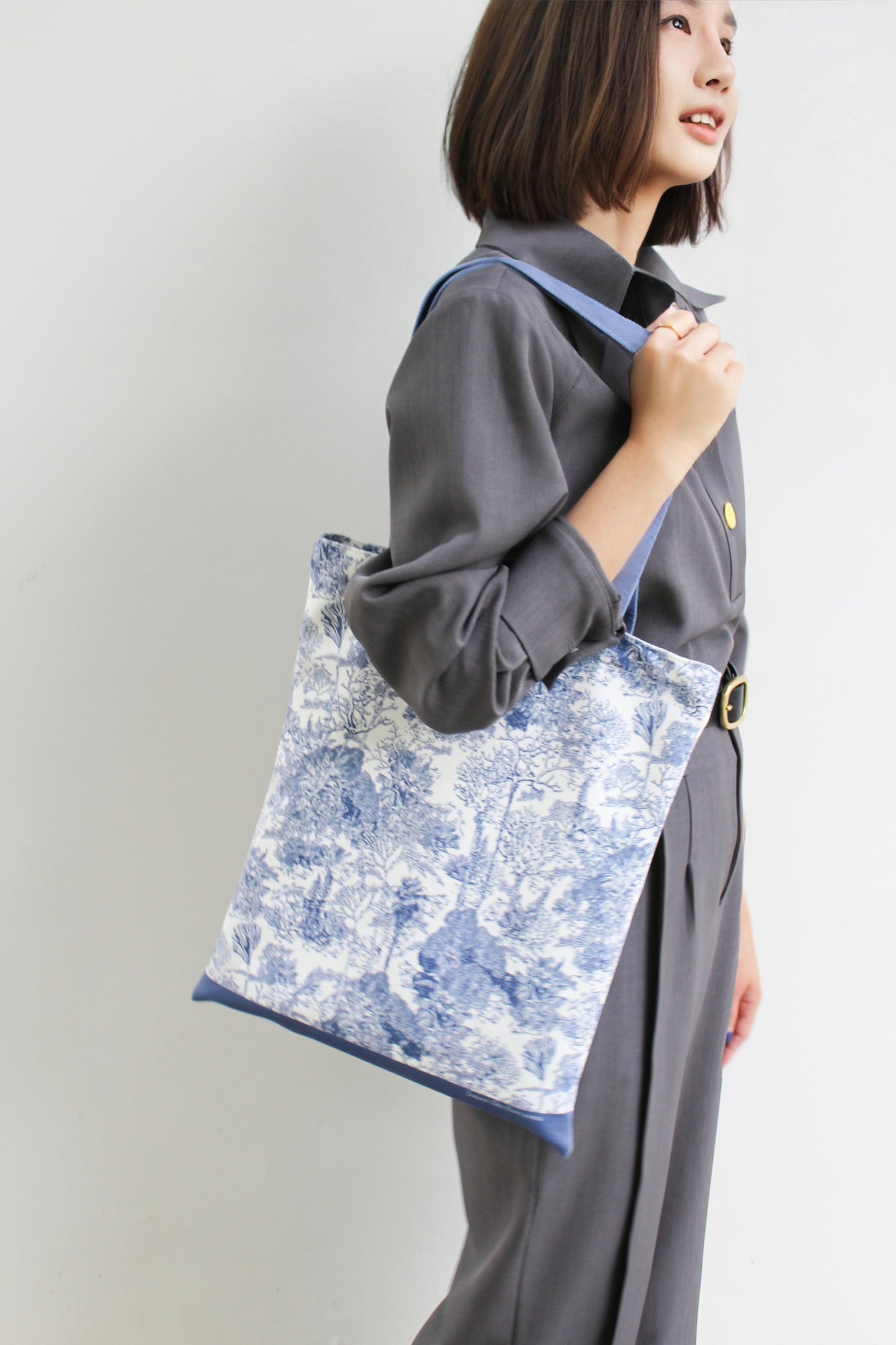 "Toile De Jouy" Coral and Tree Tote Bag