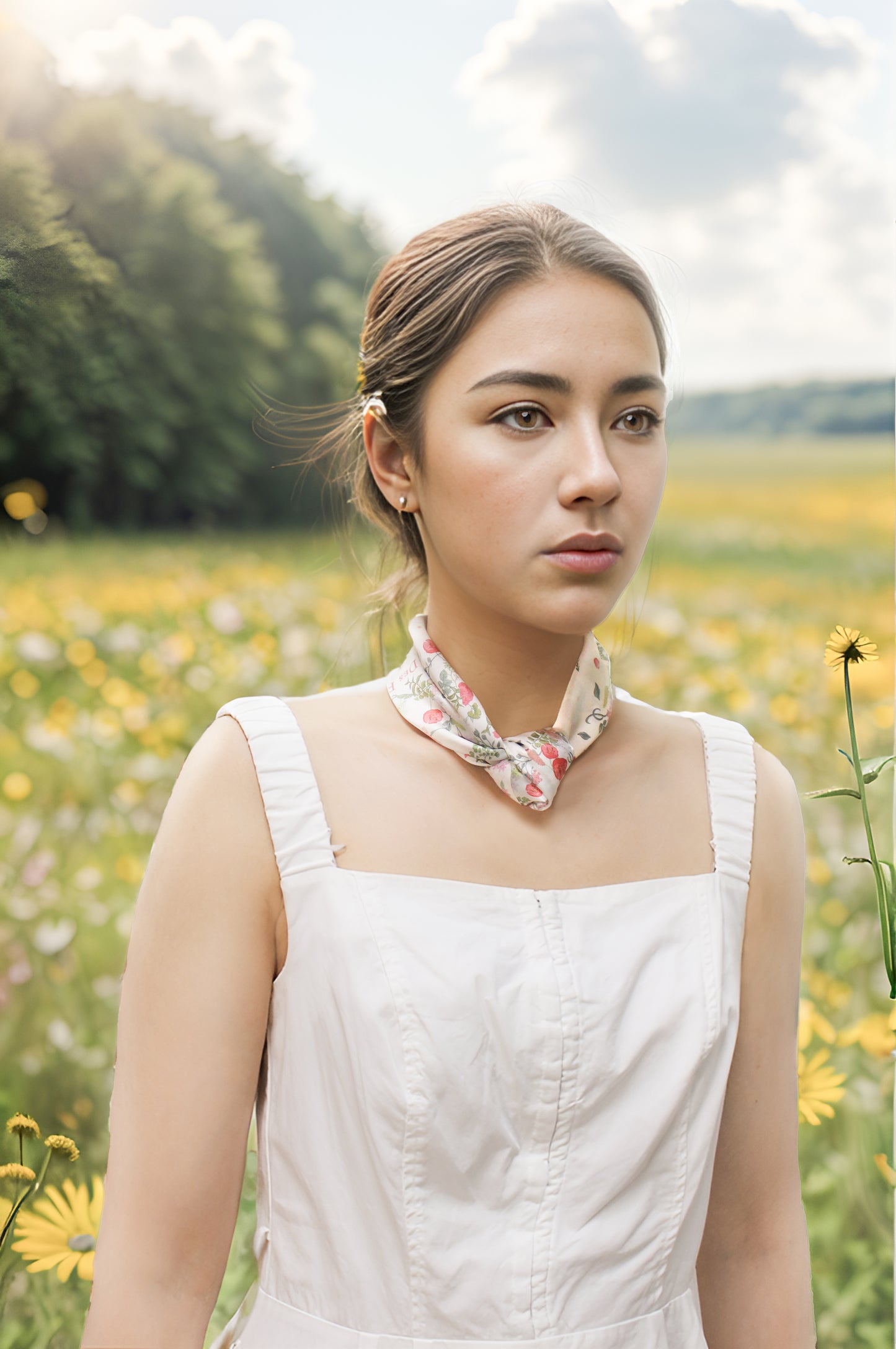 "Venus Garden of Love" Heart Silky Scarf (60cm)