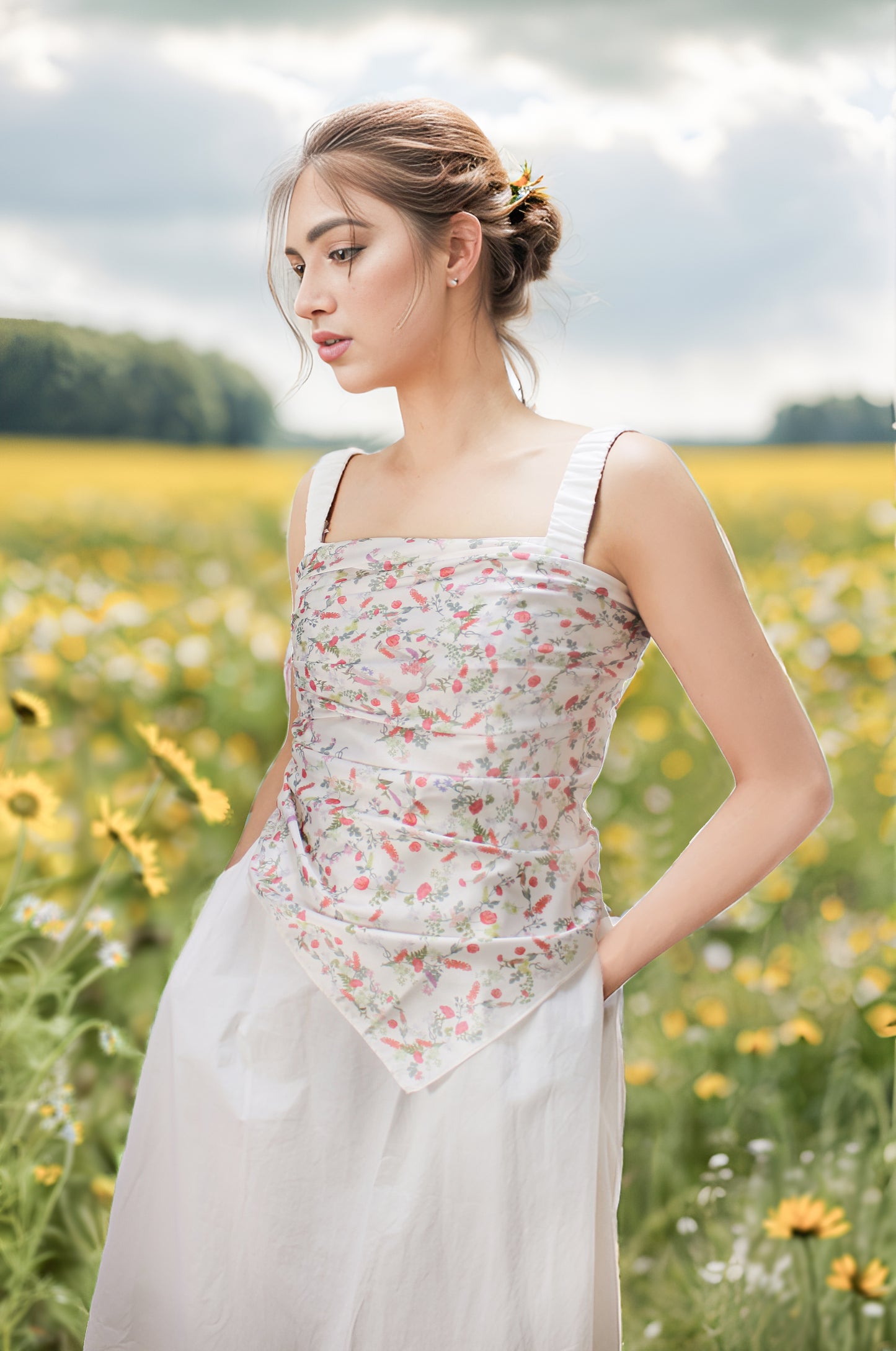 "Venus Garden of Love" 90cm Silky Scarf