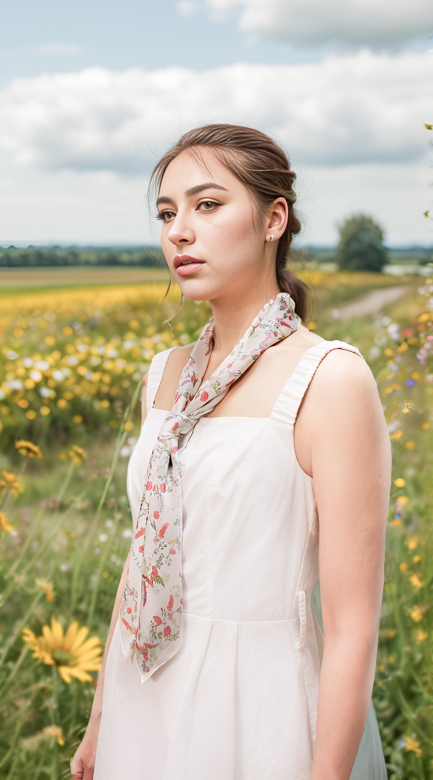"Venus Garden of Love" 90cm Silky Scarf
