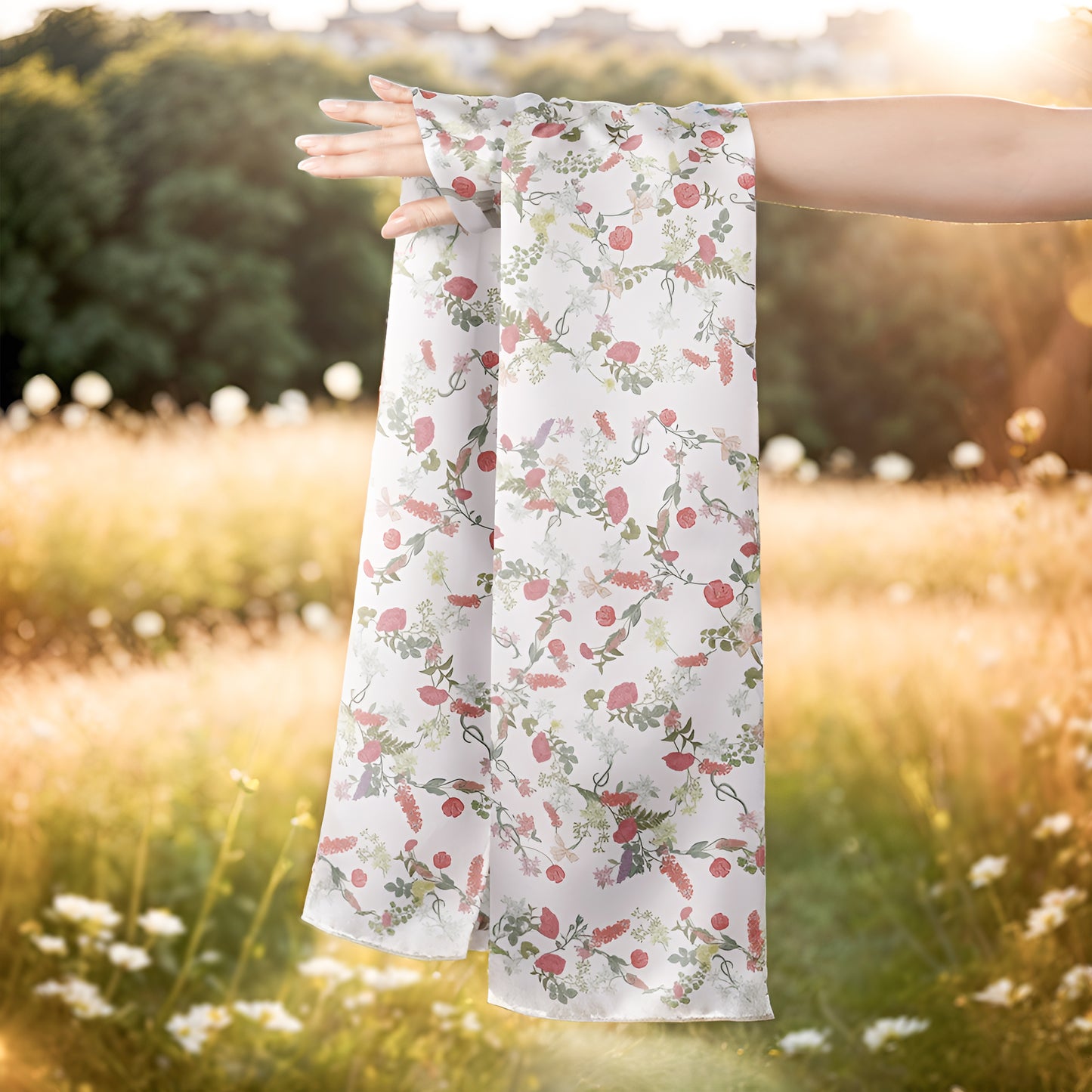 "Venus Garden of Love" 90cm Silky Scarf