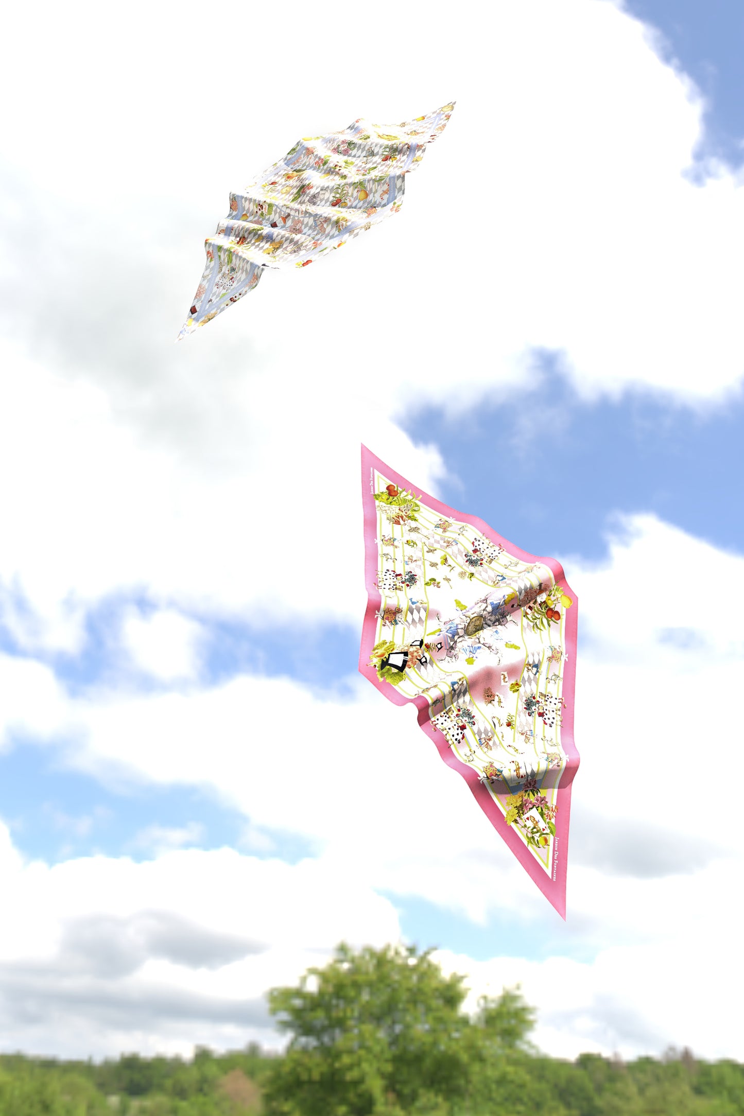 "Wonderful Adventure Dream" Diamond Shape Silky Scarf