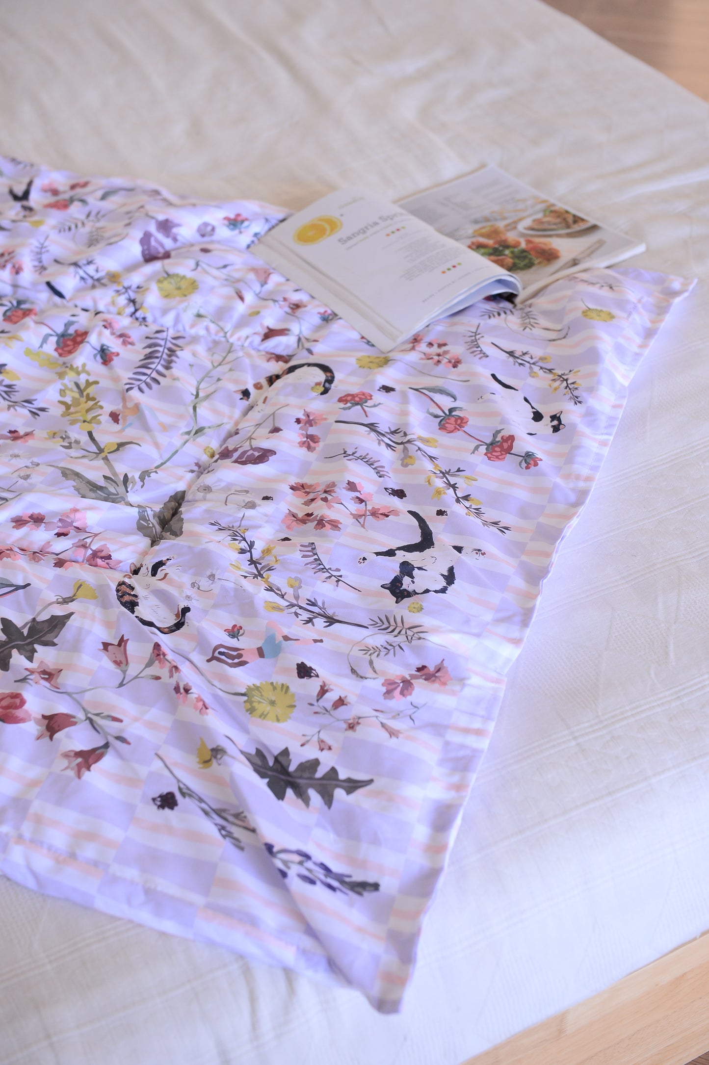 "Yogis Cat and Flower" Quilt Blanket Pillow 2 in 1