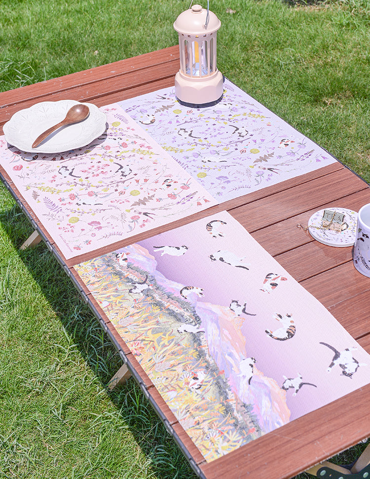 "Yogis Cat and Flower" Woven Table Placemat