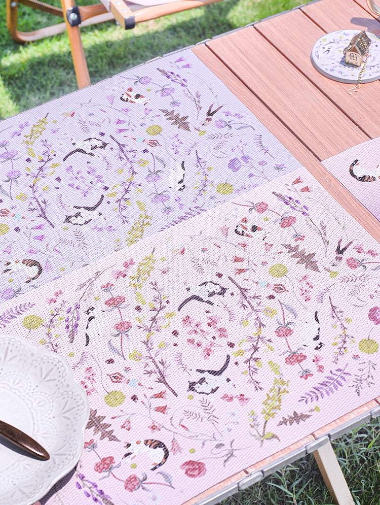 "Yogis Cat and Flower" Woven Table Placemat