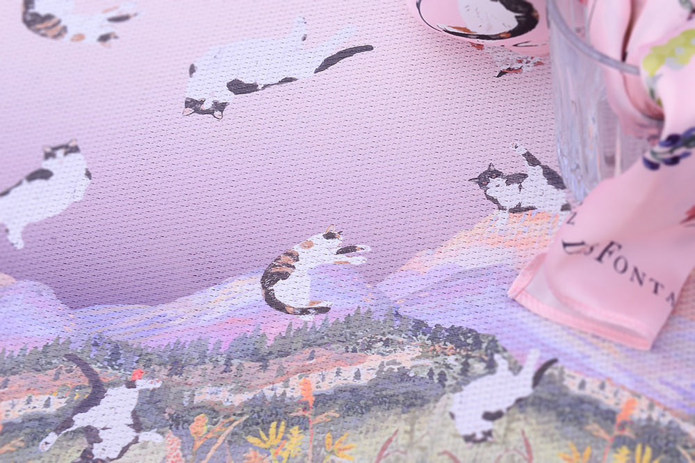 "Yogis Cat and Flower" Woven Table Placemat