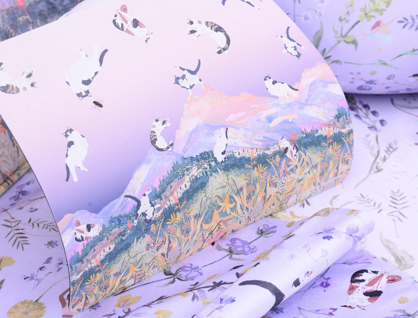 "Yogis Cat and Flower" PU Leather Mouse Pad