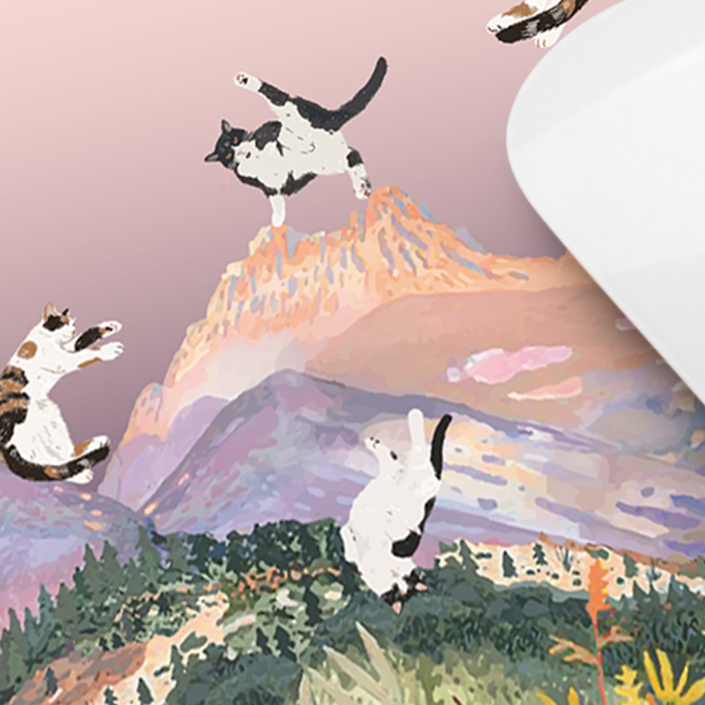 "Yogis Cat and Flower" PU Leather Mouse Pad