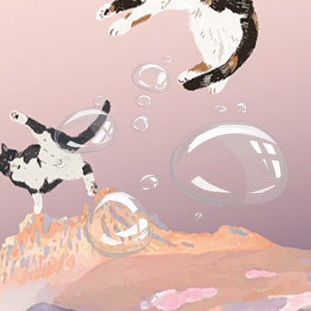 "Yogis Cat and Flower" PU Leather Mouse Pad