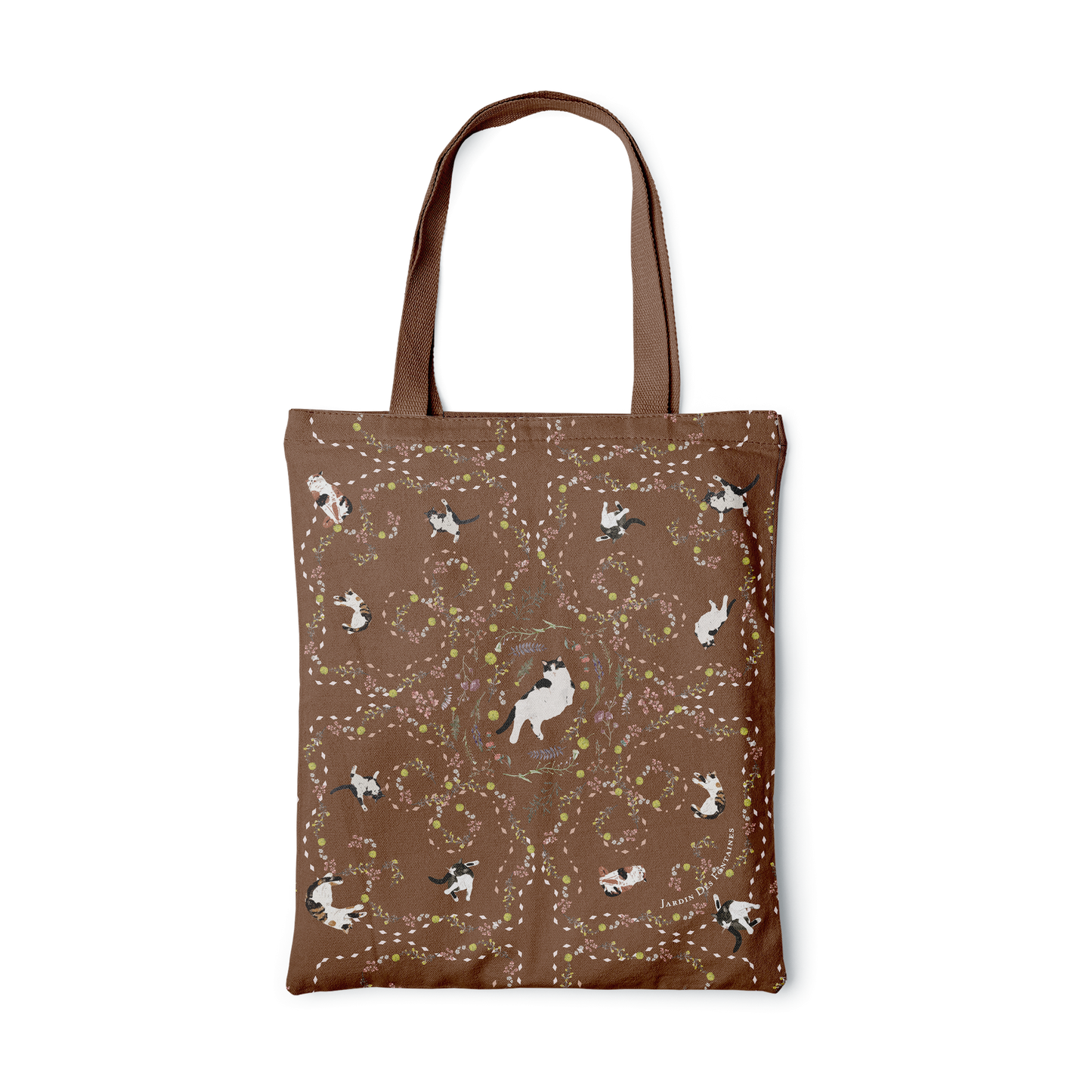 "Yogis Cat and Flower" Brown Tatra Mountain Tote Bag