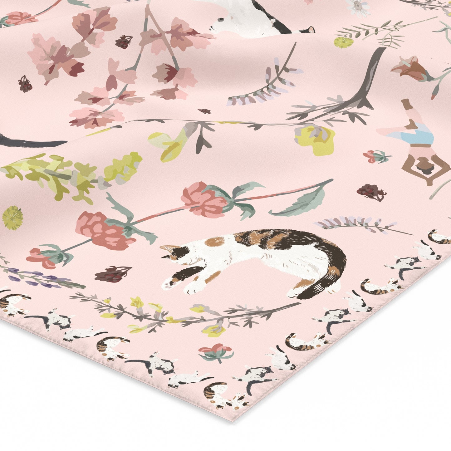 "Yogis Cat and Flower" 45cm Silky Scarf