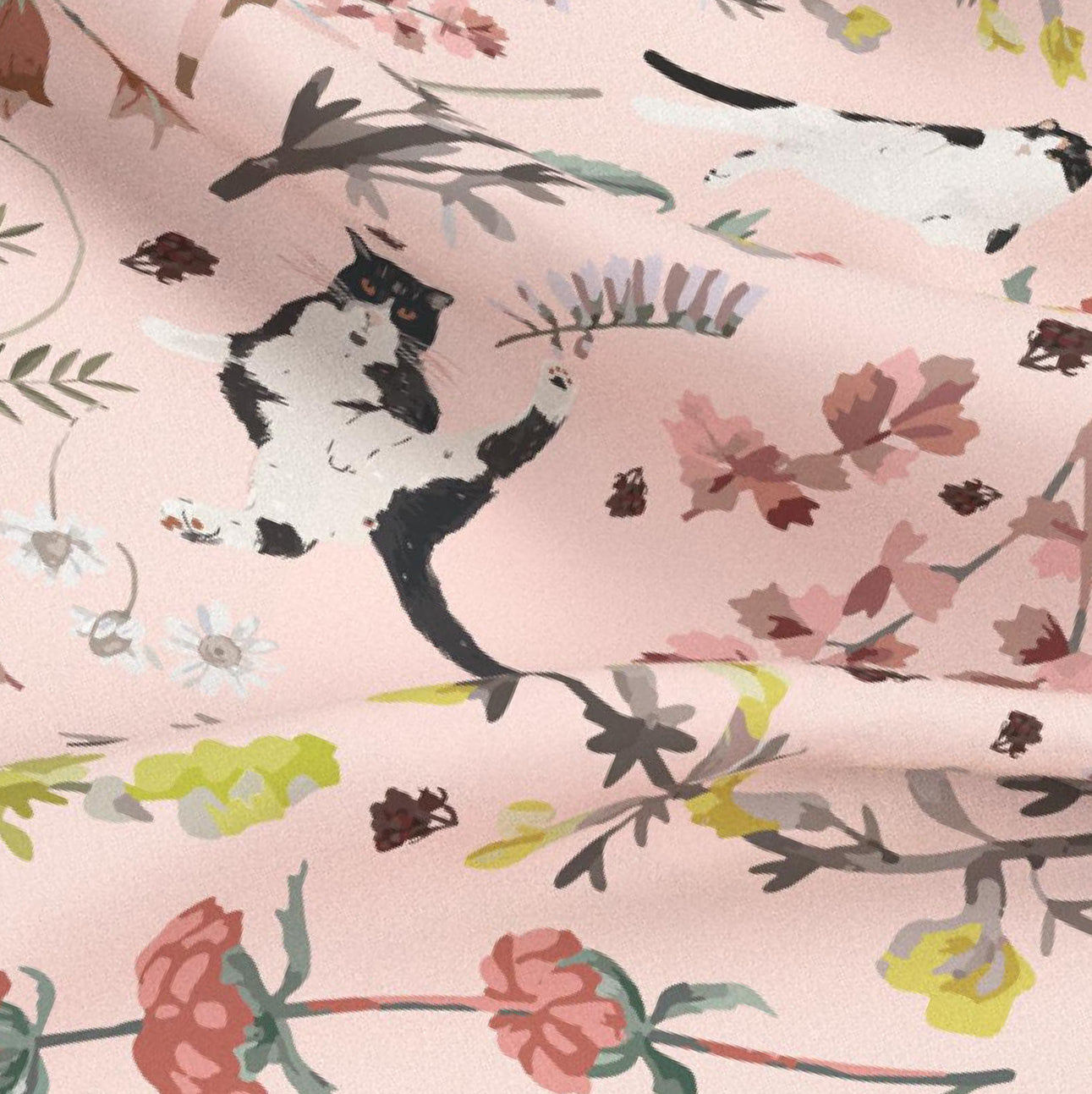 "Yogis Cat and Flower" 45cm Silky Scarf
