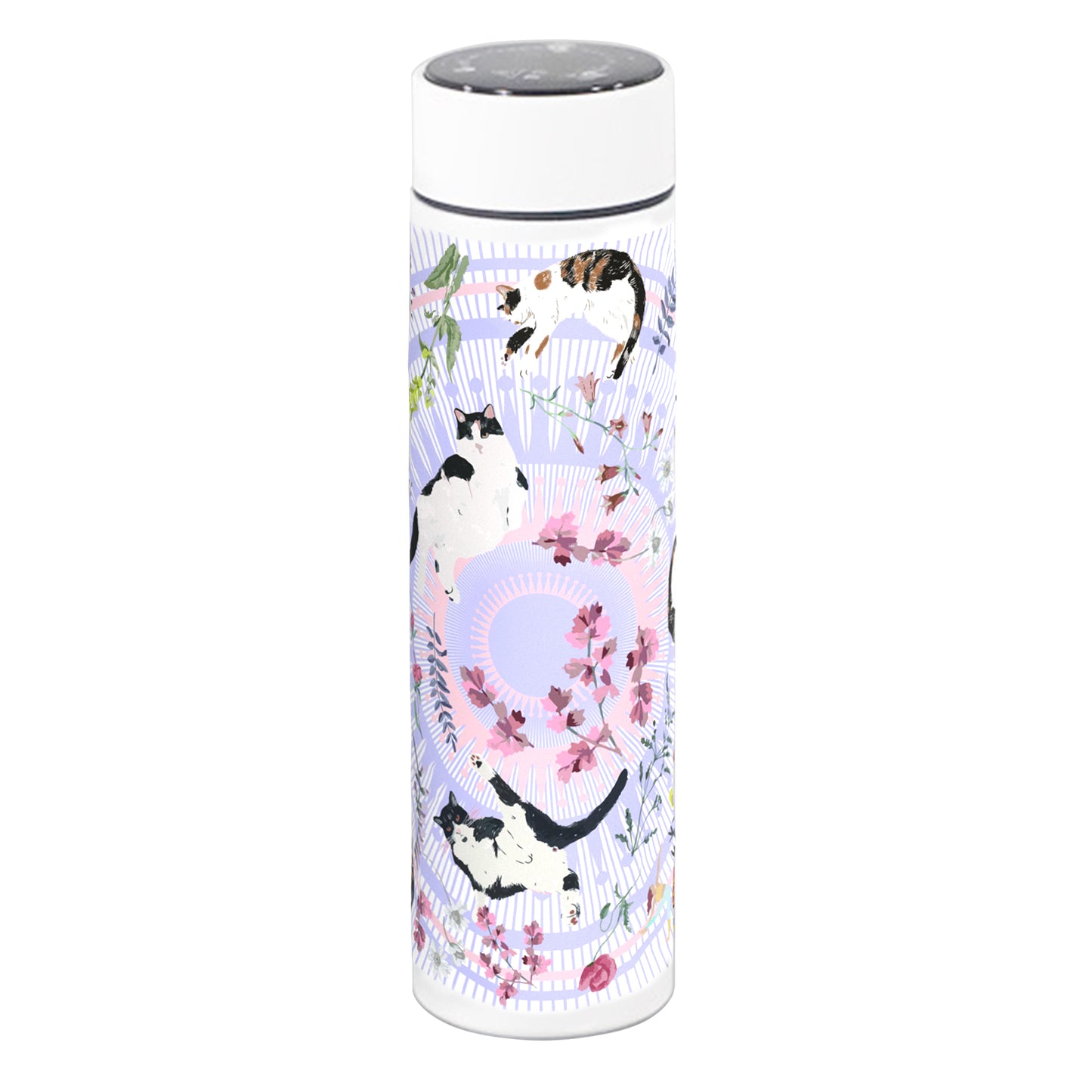 "Yogis Cat and Flower" Vacuum Water Bottle (500ml)