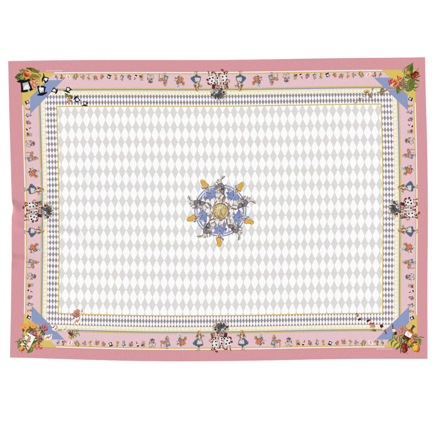 "Wonderful Adventure Dream" Pink Argyle Waterproof Tablecloth