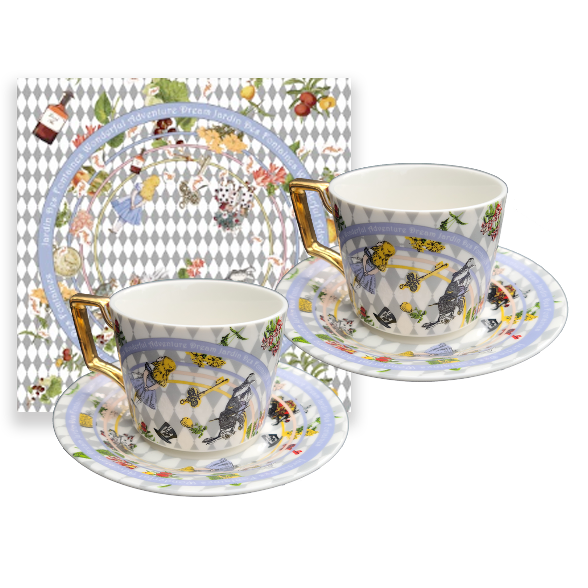 "Wonderful Adventure Dream" Set Of Two Cups and Saucers ( 200 ml )