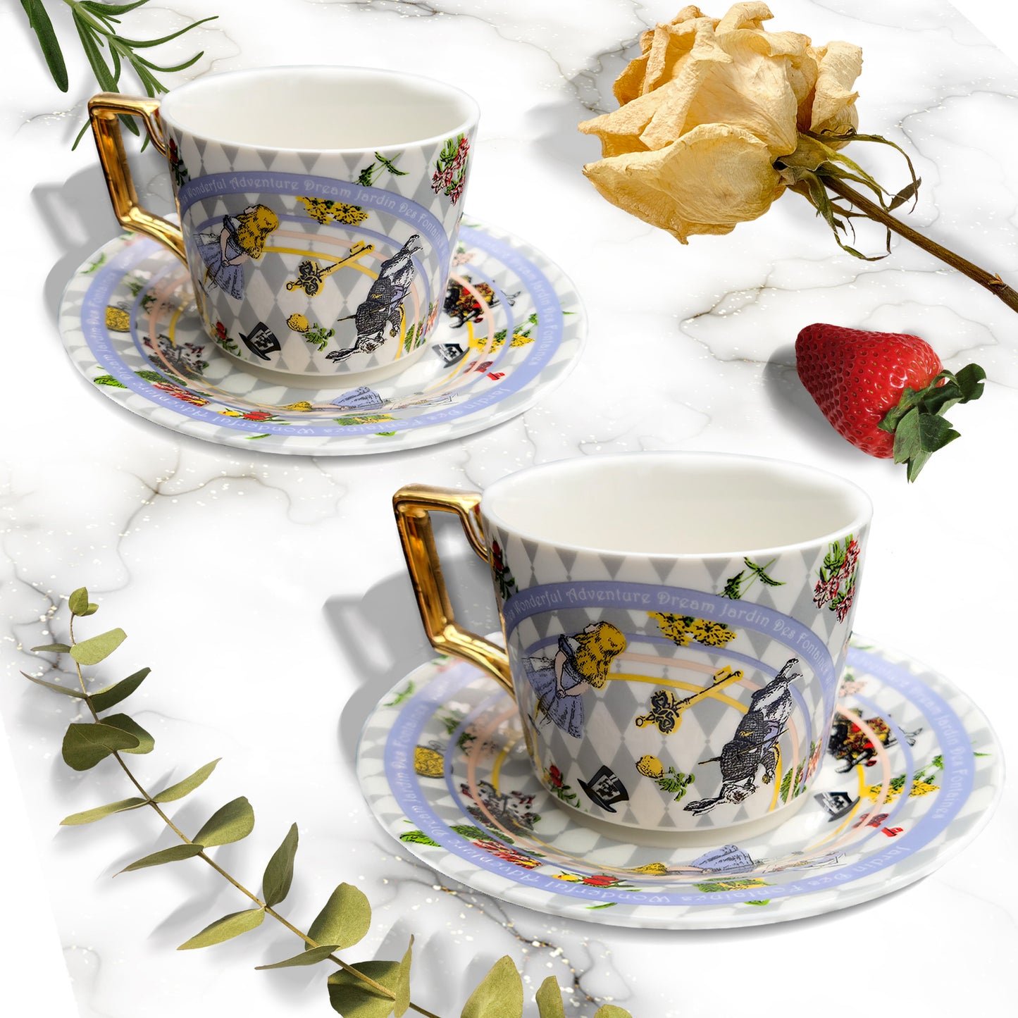 "Wonderful Adventure Dream" Set Of Two Cups and Saucers ( 200 ml )