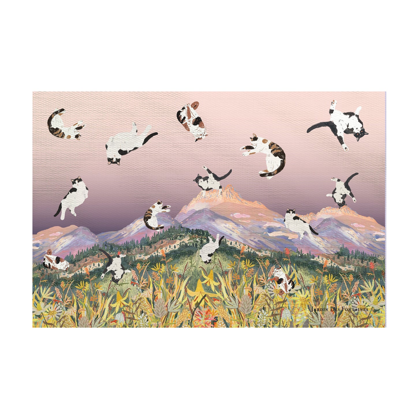"Yogis Cat and Flower" Woven Table Placemat