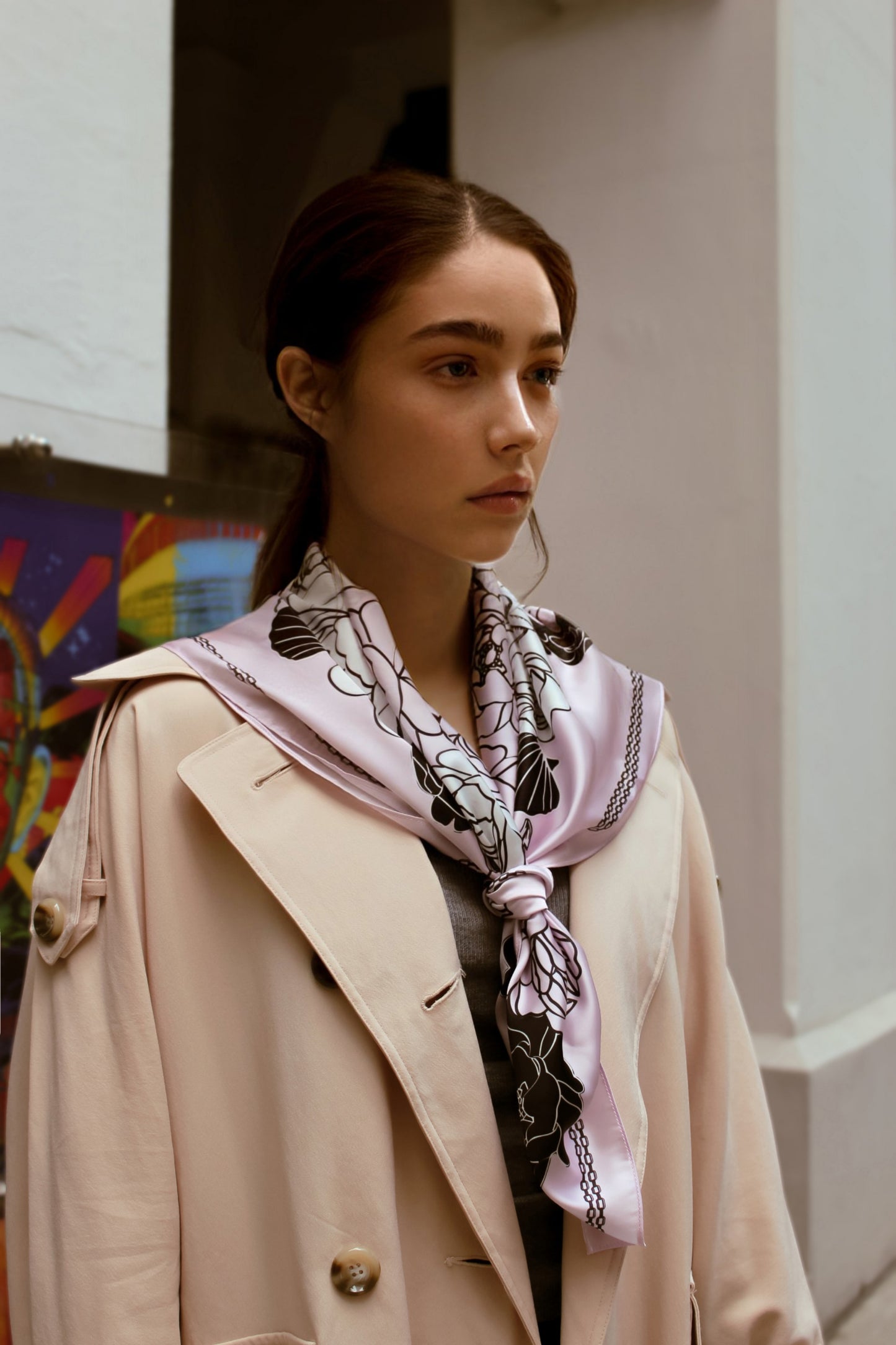 "Classy and Fabulous" Peony Silky Scarf (90cm)