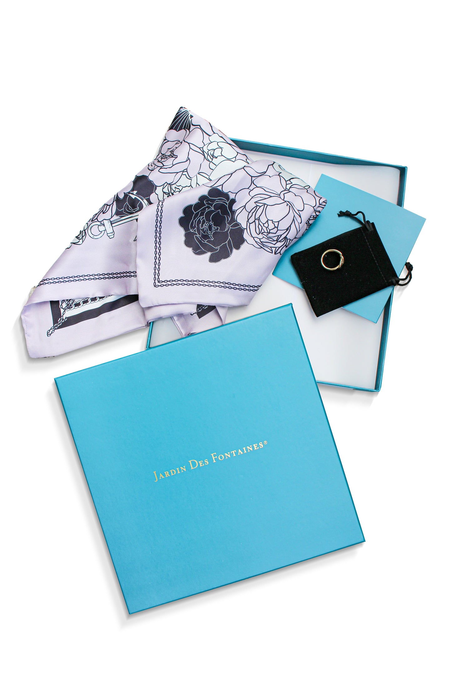 "Classy and Fabulous" Silky Scarf Gift Set (Double Face Silky Scarf and Scarf Ring)