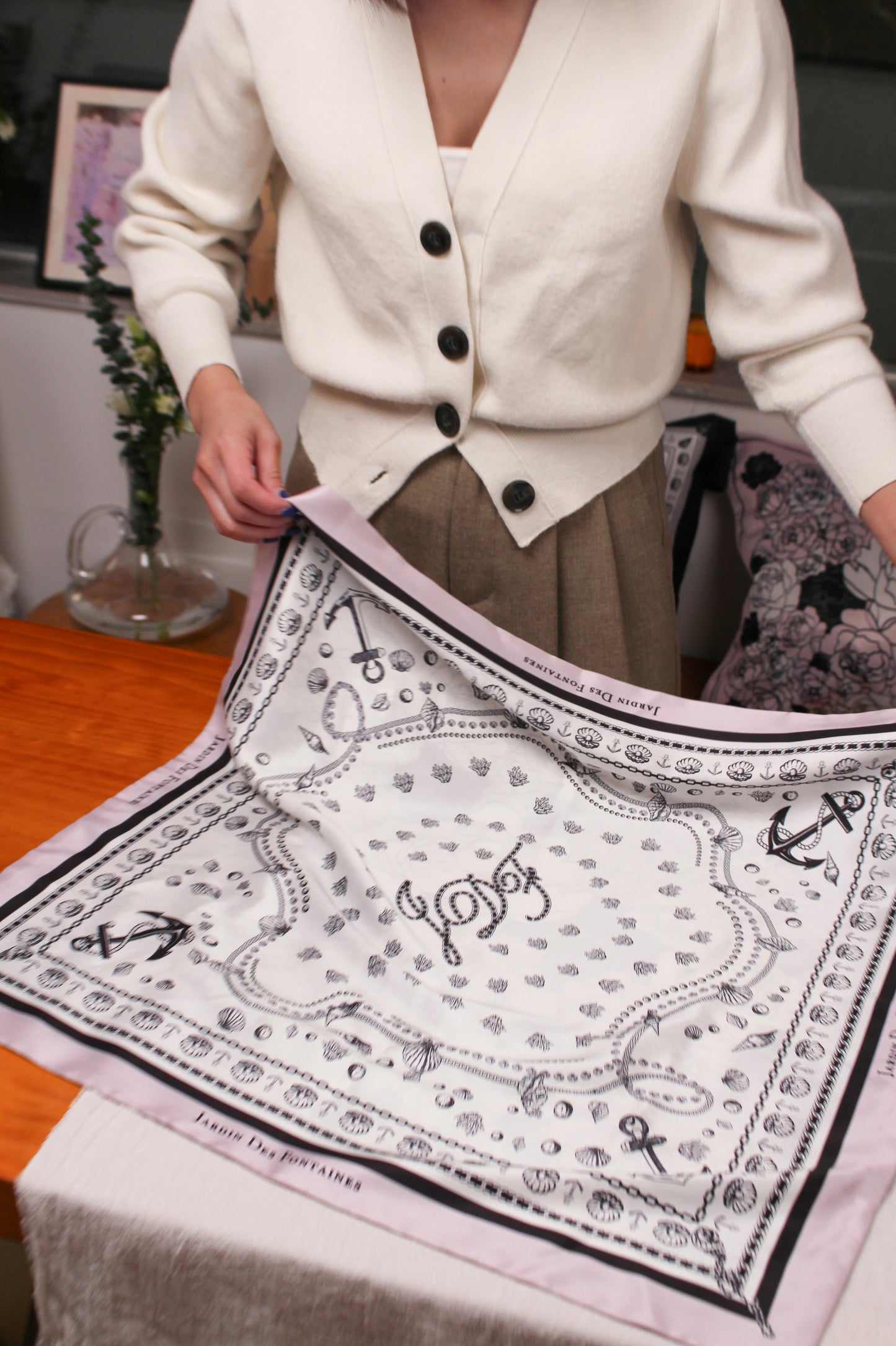 "Classy and Fabulous" Silky Scarf Gift Set (Double Face Silky Scarf and Scarf Ring)