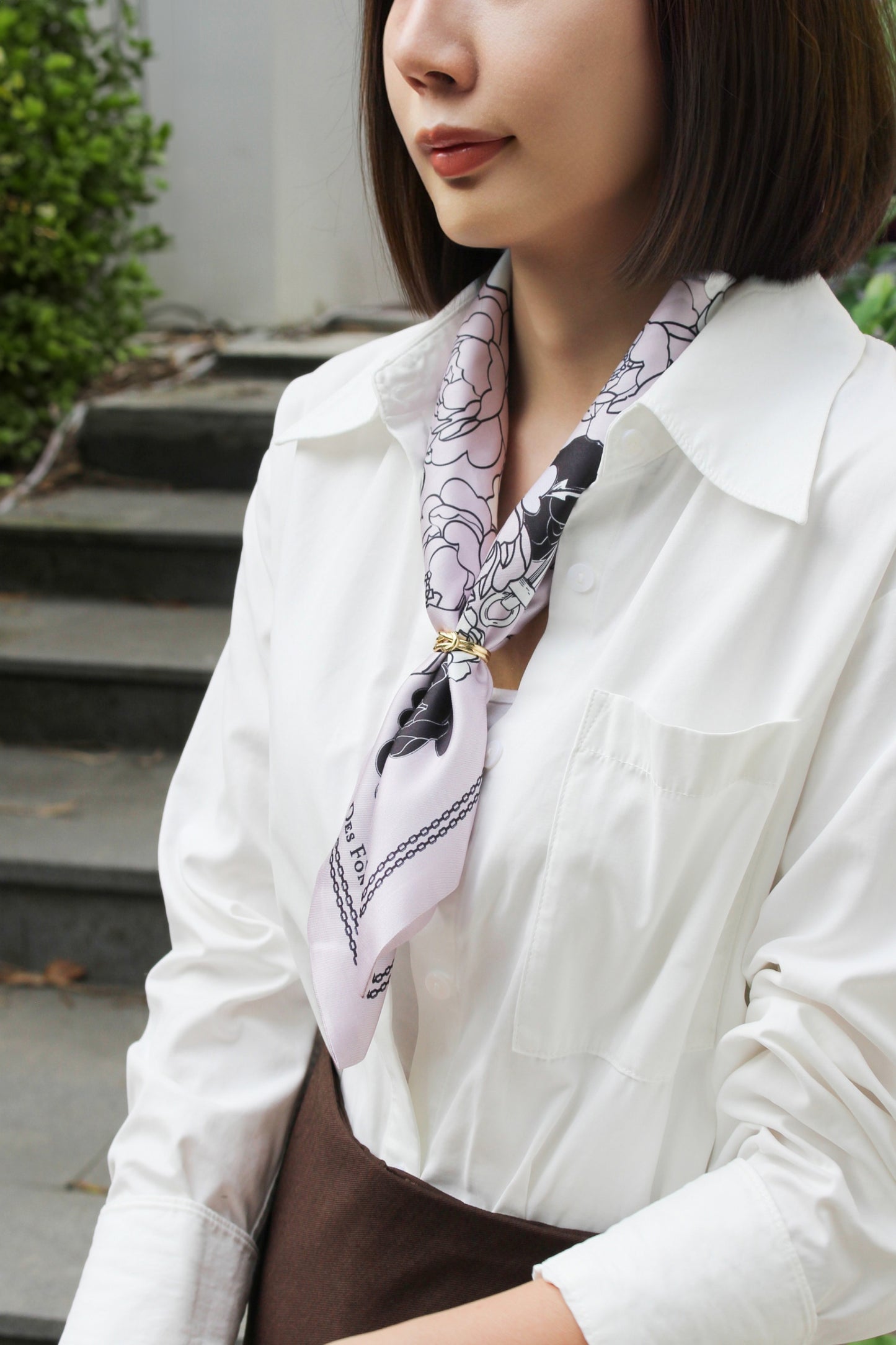 "Classy and Fabulous" Silky Scarf Gift Set (Double Face Silky Scarf and Scarf Ring)