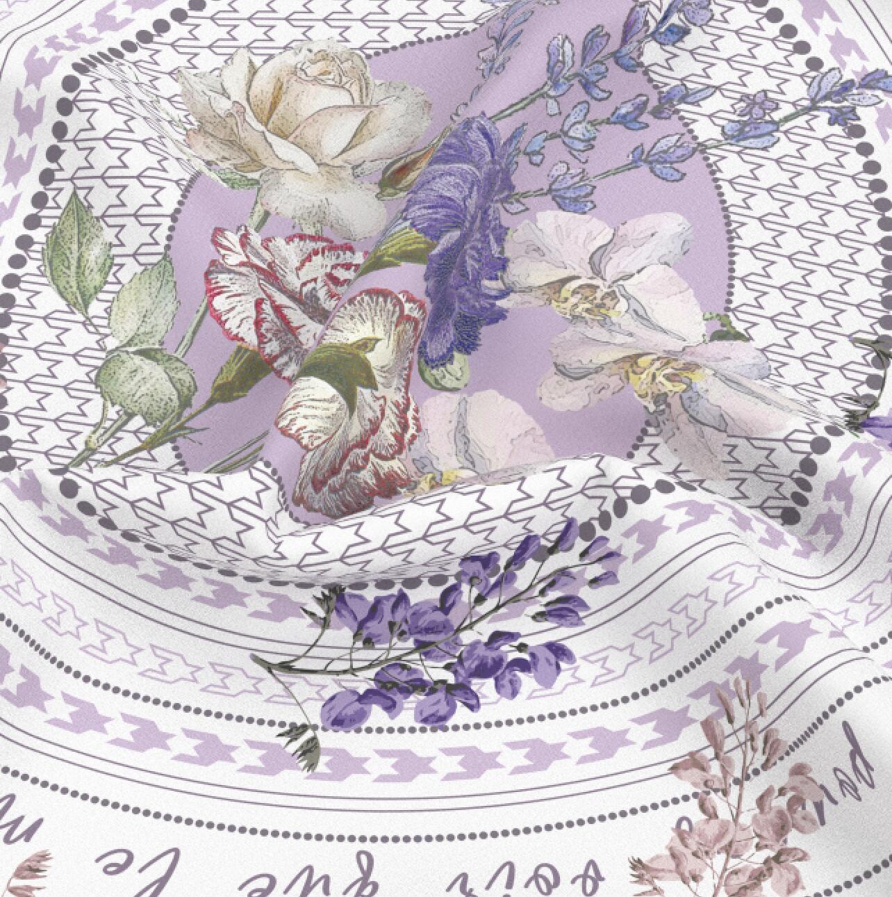 "Secret Violet Garden" 60cm Silky Scarf
