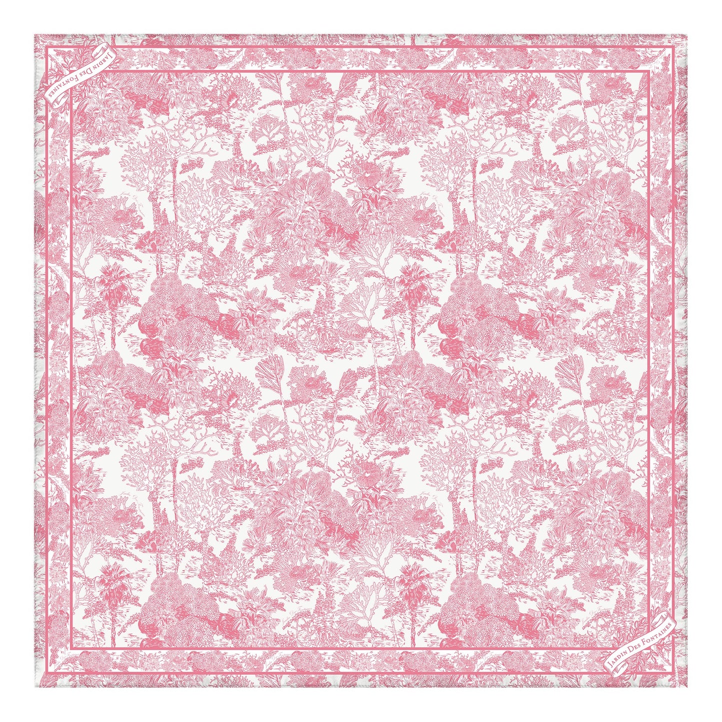 "Toile De Jouy" Pink Silky Scarf (60cm)