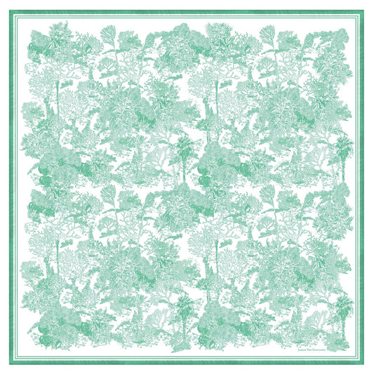 Toile De Jouy Mint GreenSilky Scarf (90cm)