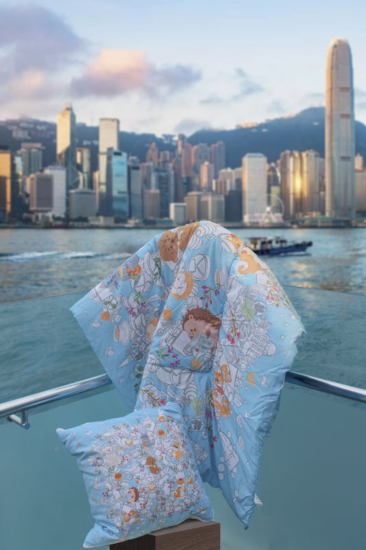 "Let's Yum Cha" Quilt Blanket Pillow 2 In 1