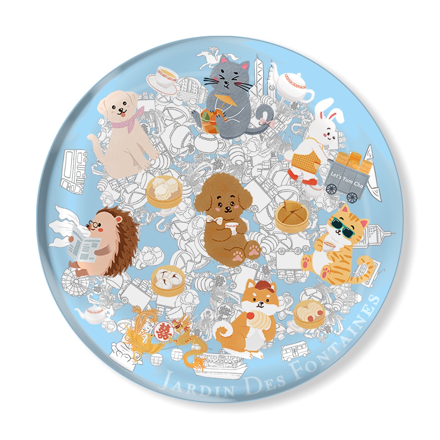 "Let's Yum Cha"  Crystal Fridge Magnet 5cm