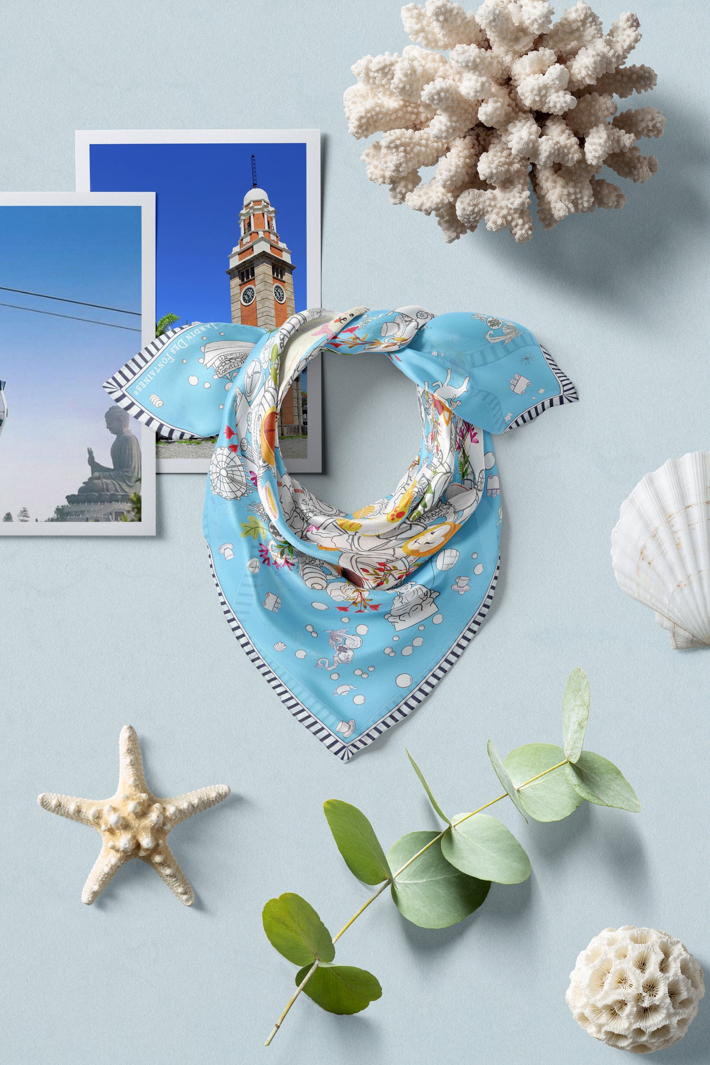 "Let's Yum Cha" 60cm Silky Scarf