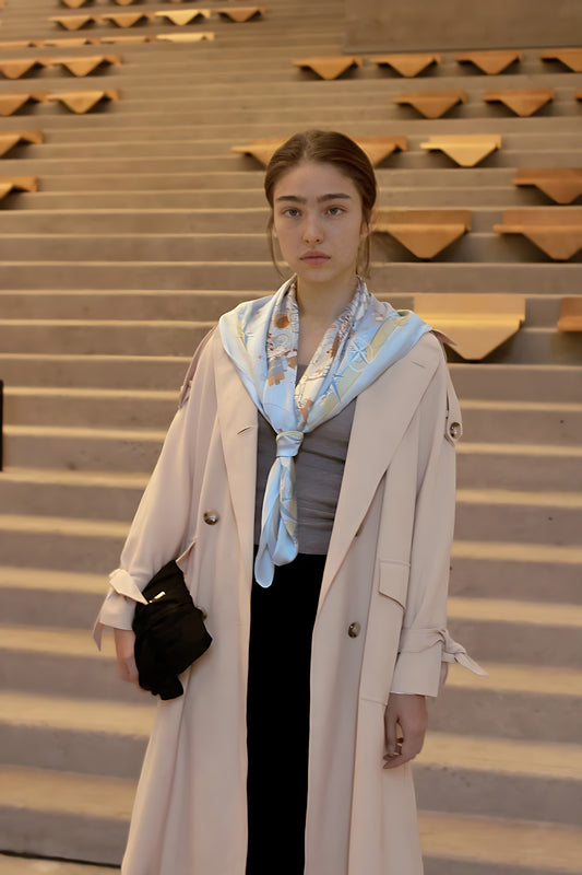 "Let's Yum Cha" 90cm Silky Scarf