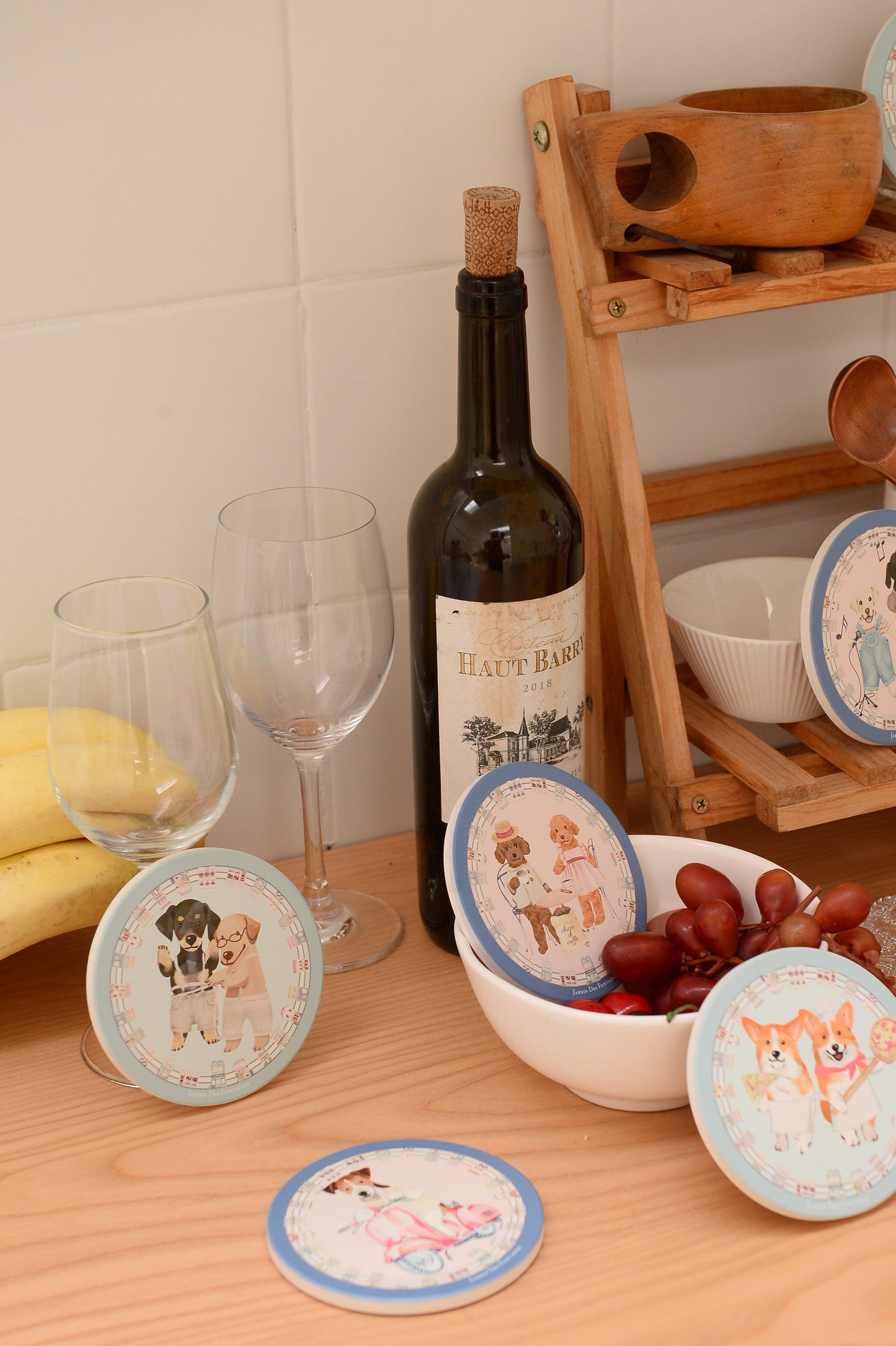 "Oh My Dog" Border Collie & Pizza Ceramic Coaster