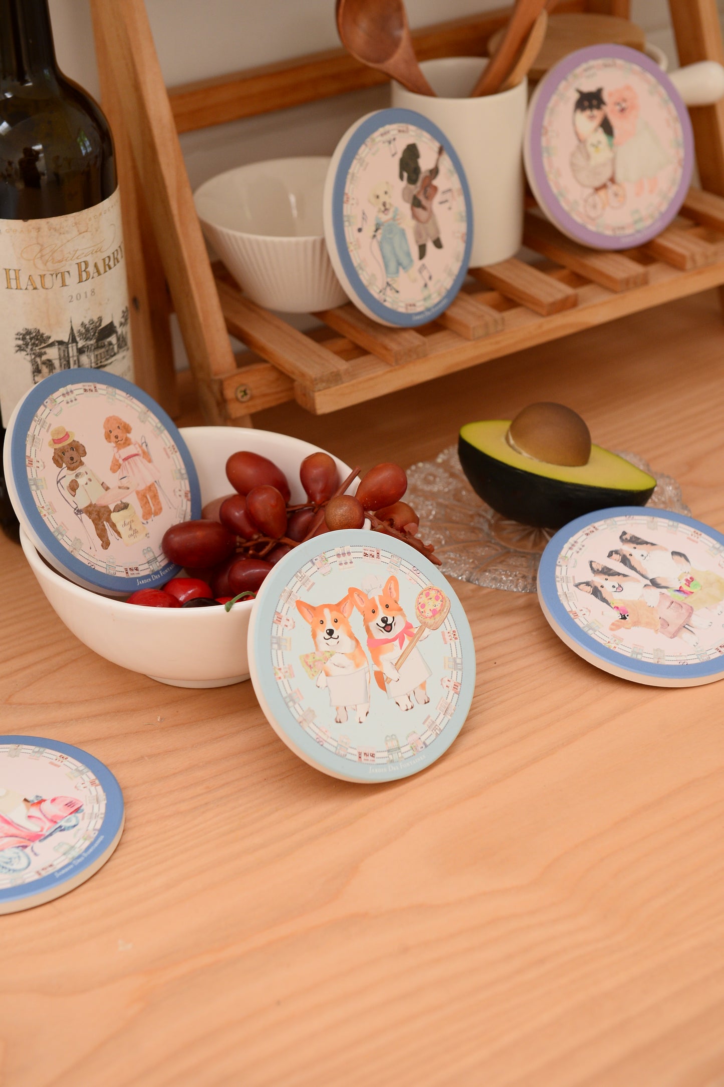 "Oh My Dog" Border Collie & Pizza Ceramic Coaster