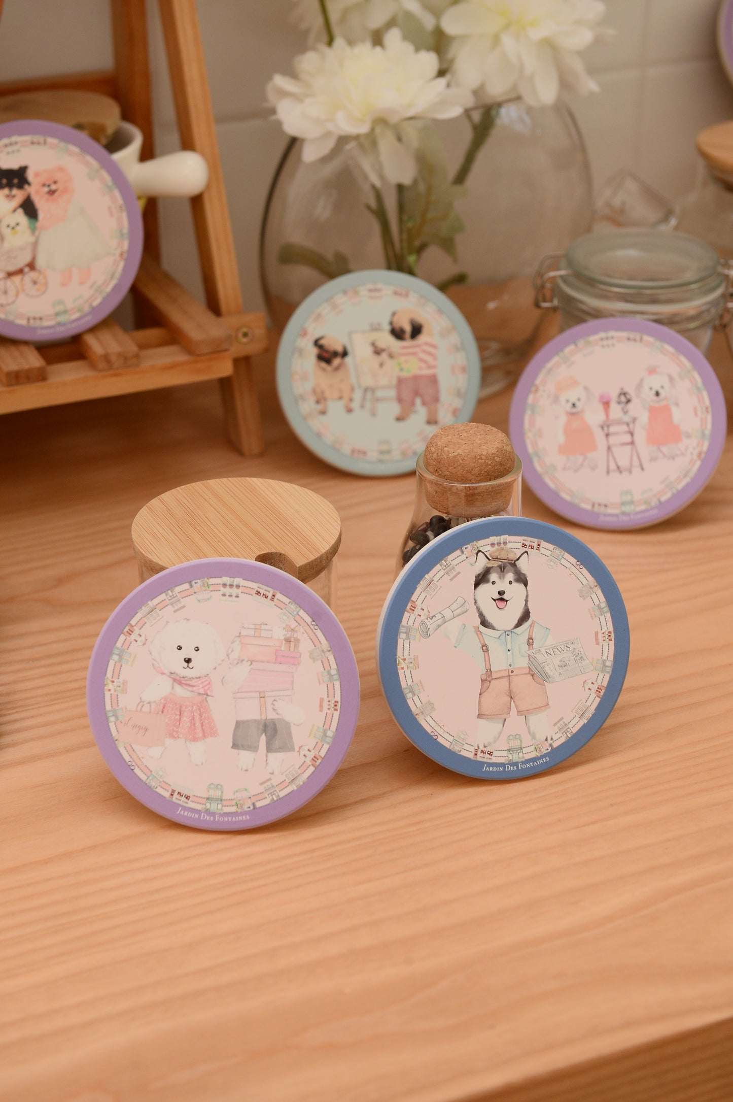"Oh My Dog" Newspaper Boy Husky Ceramic Coaster