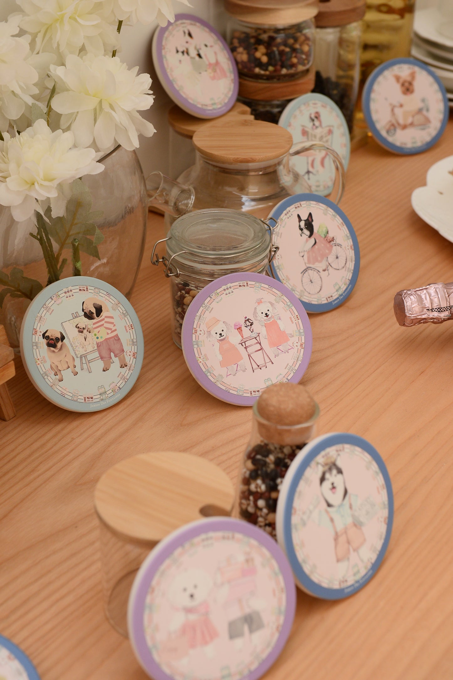 "Oh My Dog" Rough Collie & Vegetable Ceramic Coaster