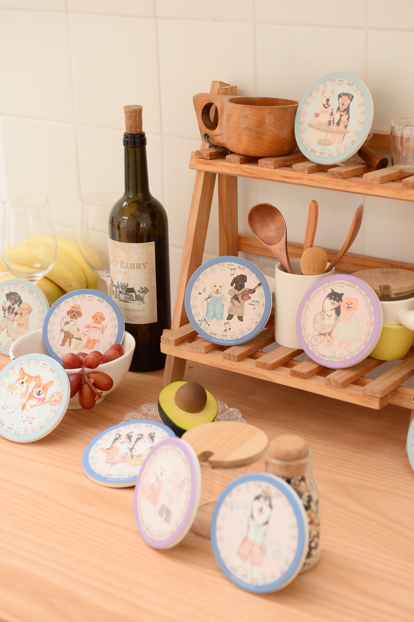 "Oh My Dog" Rough Collie & Vegetable Ceramic Coaster