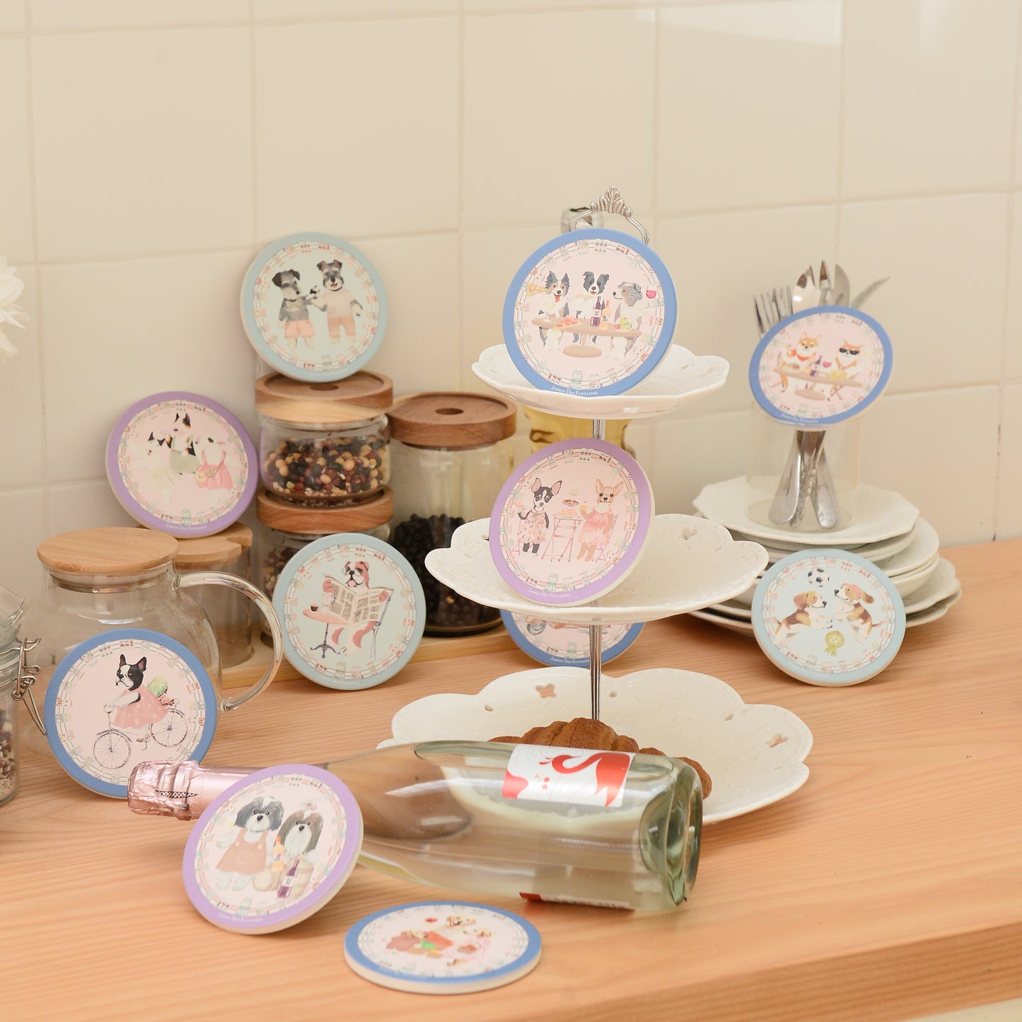 "Oh My Dog" Pomeranian's Family Ceramic Coaster