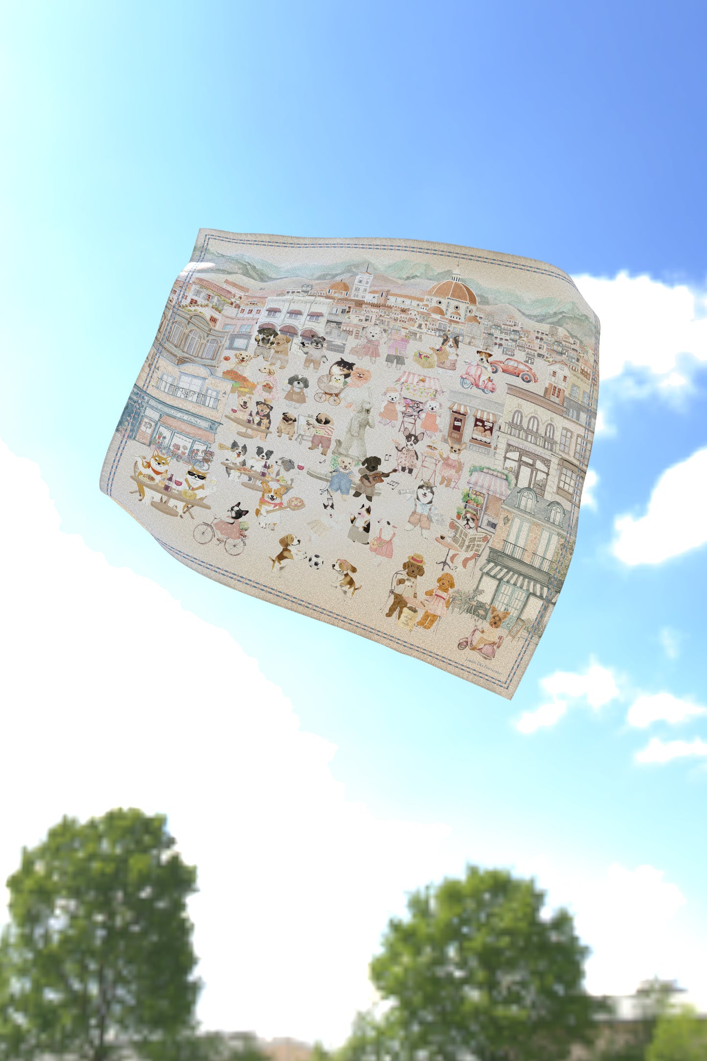 "Oh My Dog" 60cm Silky Scarf