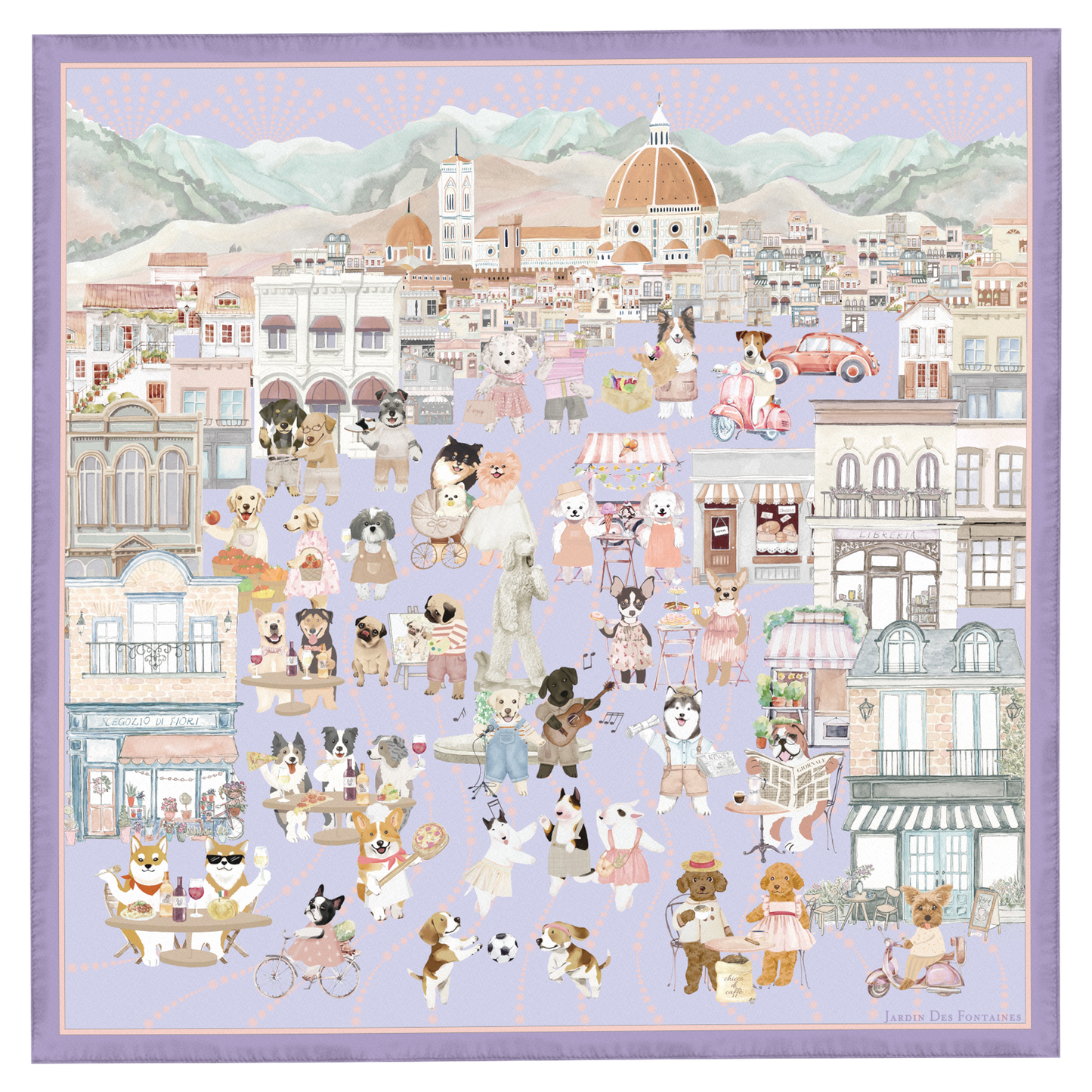 "Oh My Dog" 90cm Silky Scarf