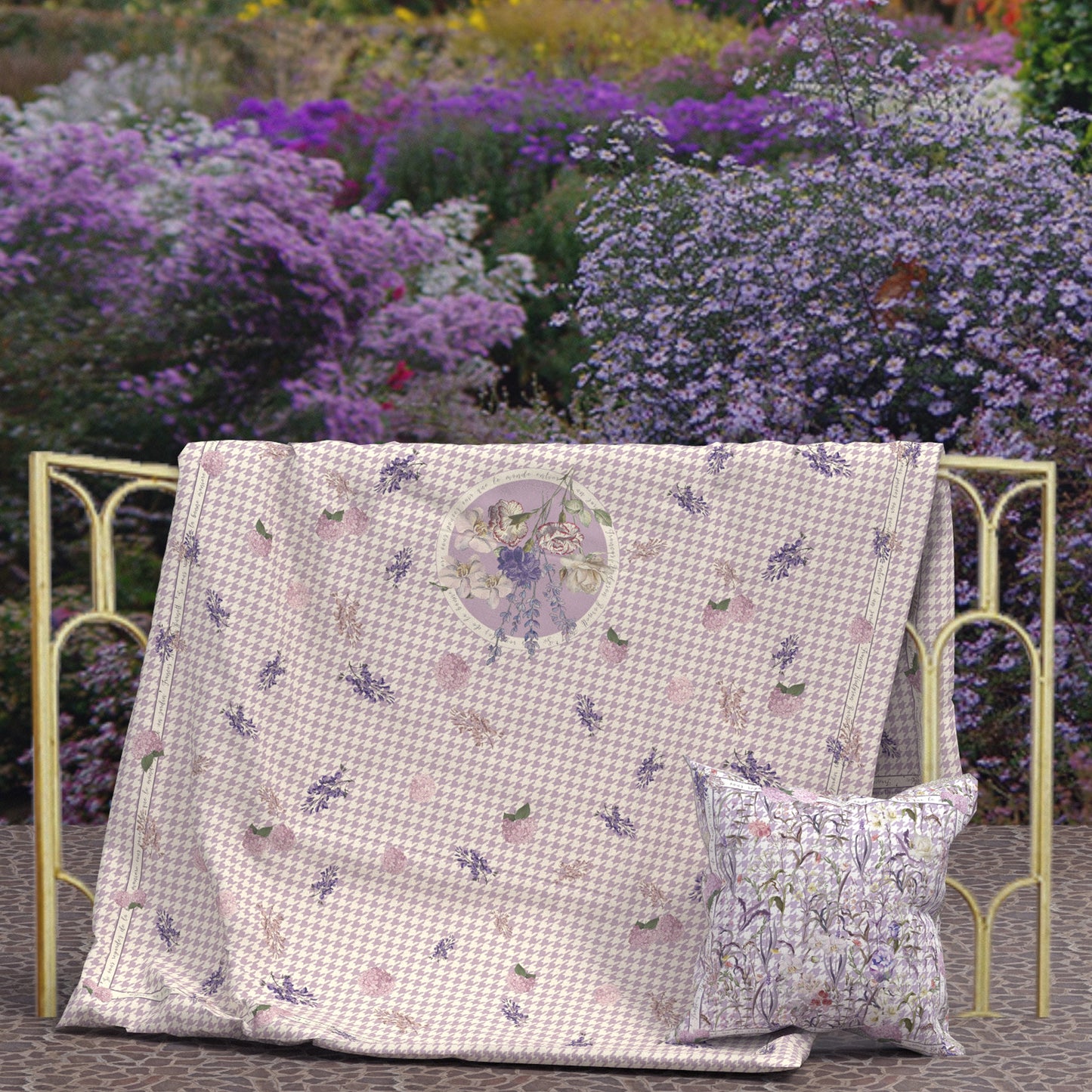 "Secret Violet Garden" Quilt Blanket Pillow 2 in 1