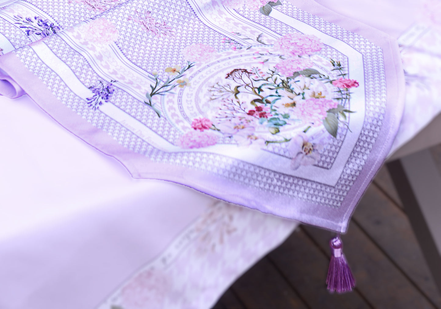 "Secret Violet Garden" Waterproof Table Runner
