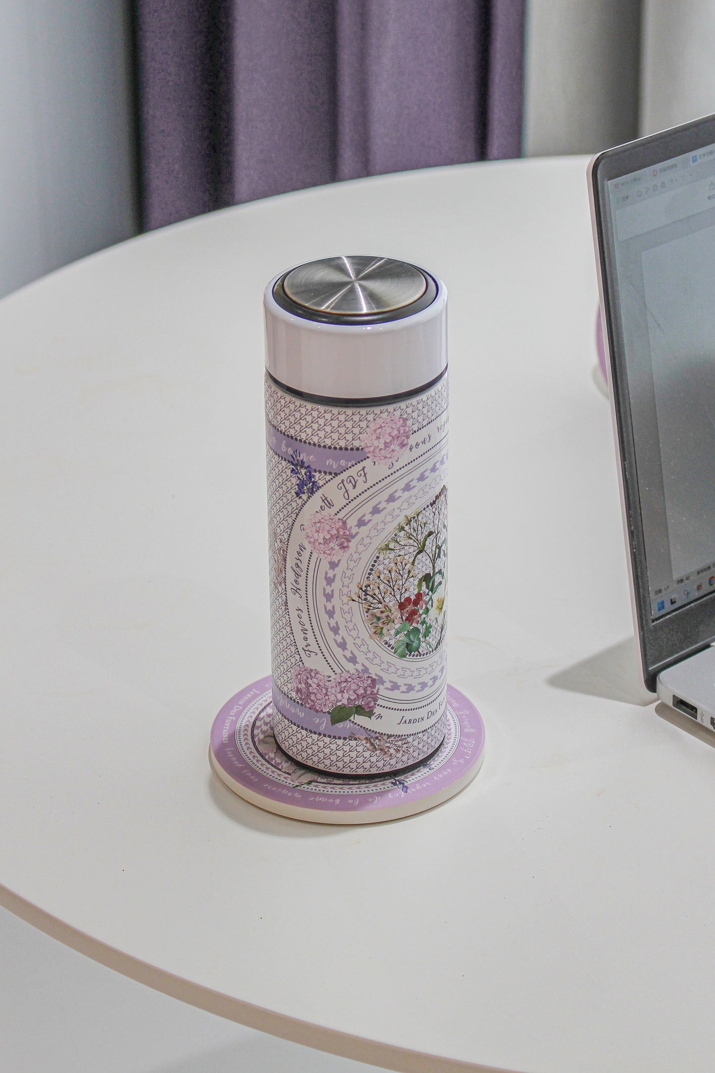"Secret Violet Garden" Hydrangea Vacuum Bottle (360ml)